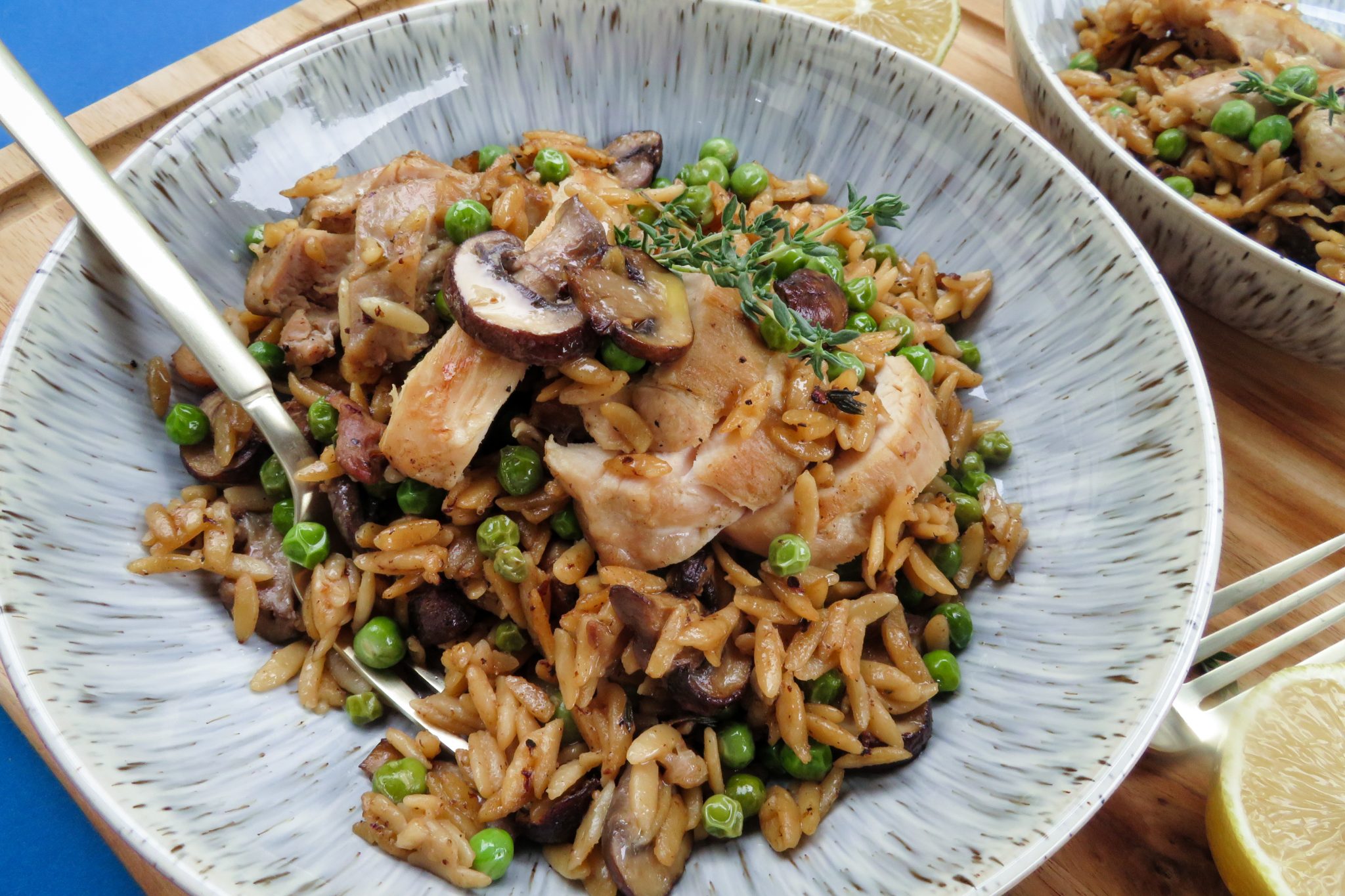 Foodstyle Uncorked Creamy Chicken Mushroom Orzo With English Peas